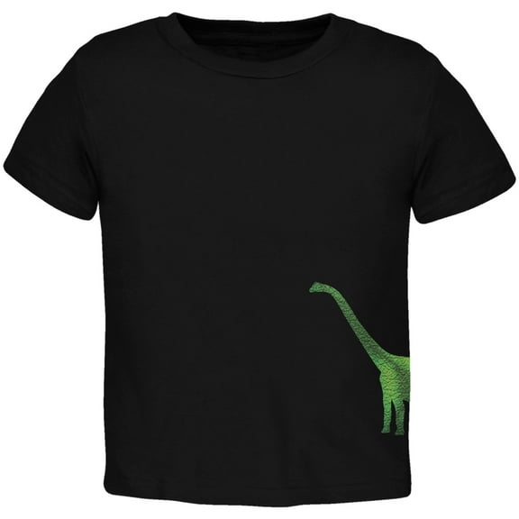 Brachiosaurus Dinosaur Distressed Black Toddler T-Shirt - 3T
