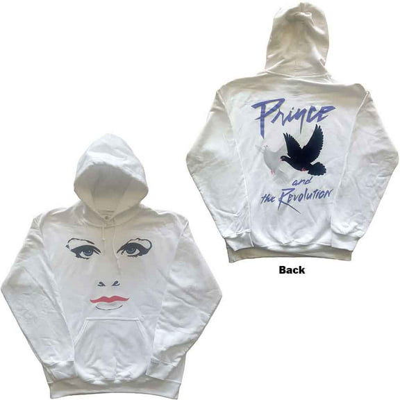Prince Unisex Pullover Hoodie Sweatshirt Faces & Doves (Back Print) (Medium)