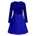 thumbnail image 4 of Runhomal Robe à Sequins pour Filles Col Rond Manches Longues Plissée Robe de Fête Mariage Fleur Bleue 12, 4 of 6