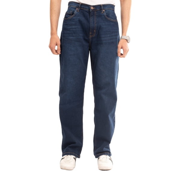 NOVASTILE Men's Distressed Relaxed Fit Stretch Straight Leg Denim Jeans Classic Minimal Clean Design Everyday Casual Comfort Basic Denim Pants Light Wash M7 Blue 32