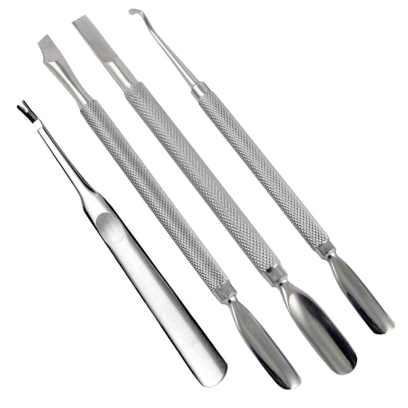 Cuticle Pusher Ingrown Toenail Lifter Cleaner Surgical Medical Stainless Steel Pedicure Nail Art Care Tools (4 Pc Set)