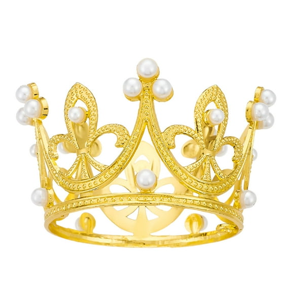 TELOLY Mini Gold Crown Princess Topper Crystal Pearl Tiara Hair Valentine's Day Gift,Gold Tiara,Princess Crown