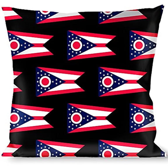 Buckle-Down Throw Pillow - Ohio Flag Repeat Black