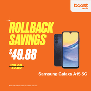 Boost Mobile Samsung A15, 5G, 64GB, Black - Prepaid Smartphone [Locked to Boost Mobile]