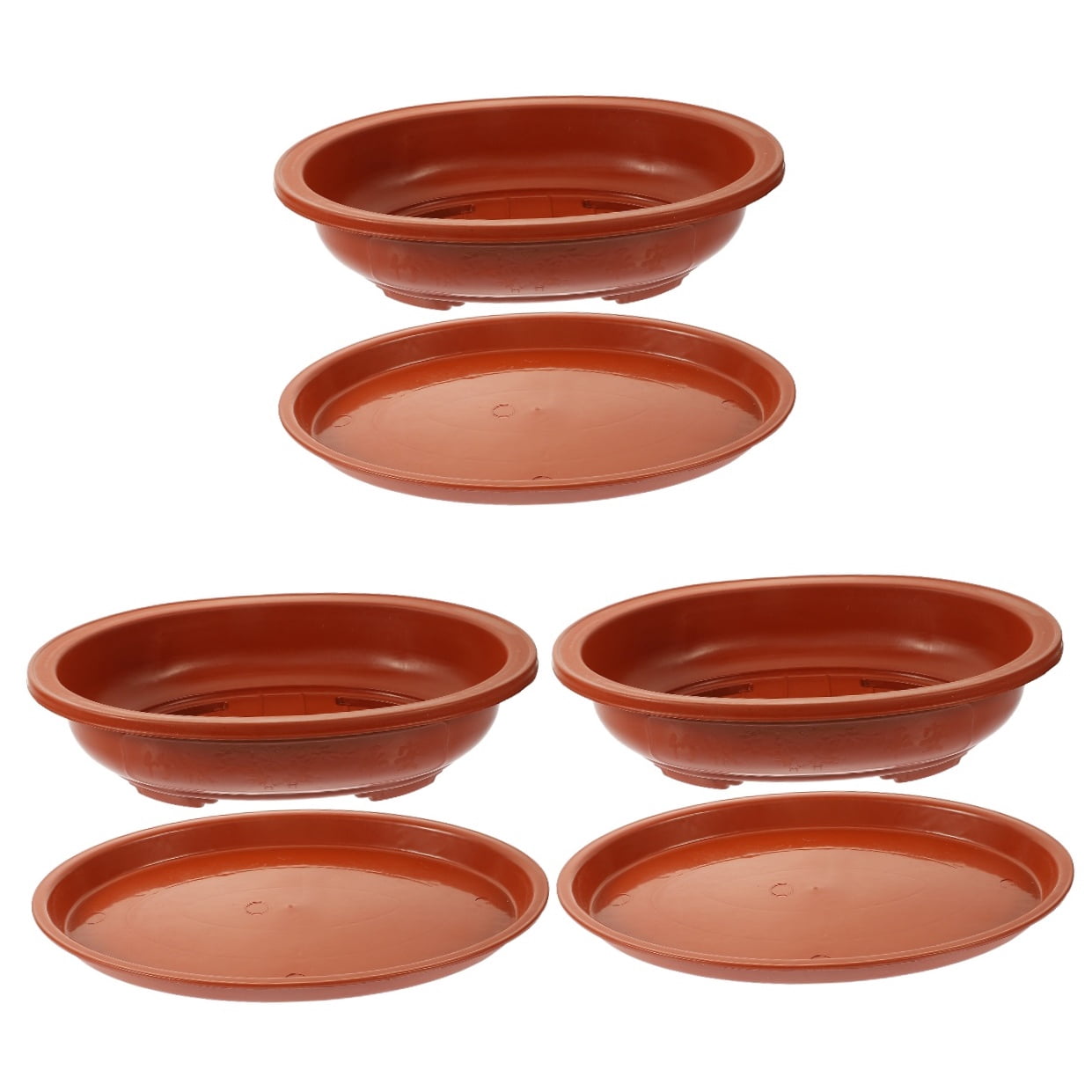 Hemoton 3 Sets  Garden Plastic Planter Large-capacity Household Bonsai Pot Oval Gardening Bonsai Container