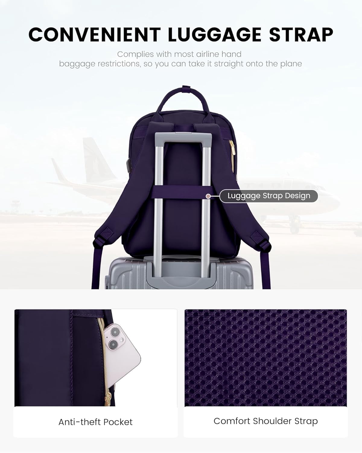 Lovevook Laptop Backpack Purses for Women,Nurse Teacher College Work Study Commuter Bag with 15.6 inch Laptop Compartment,Lightweight Travel Casual Daypacks With USB Port