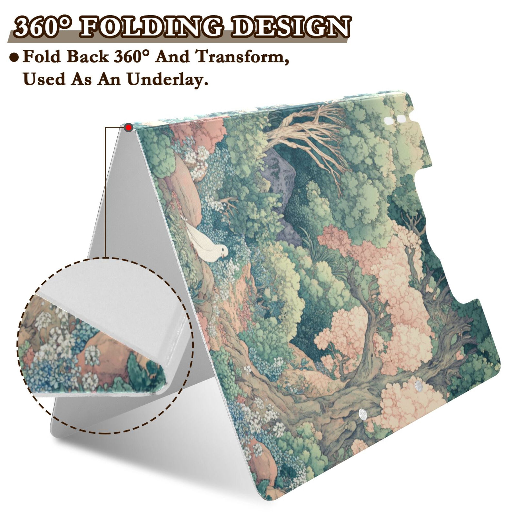 FORMRS A4 Clipboard Folder with Pen Holder Horizontal Foldable School Office Binder, Floral Forest Pattern