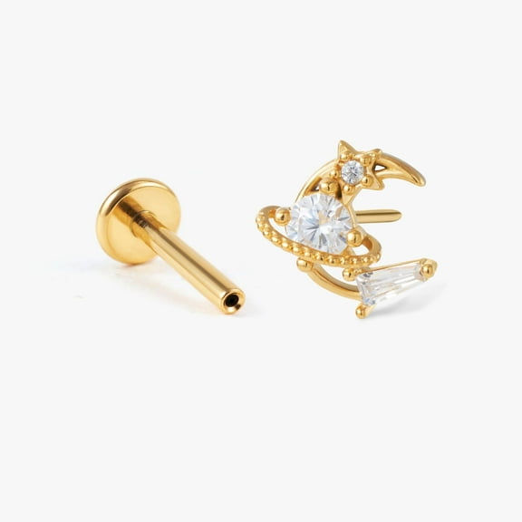 Dreamy Crystal Moon Push Pin Earrings