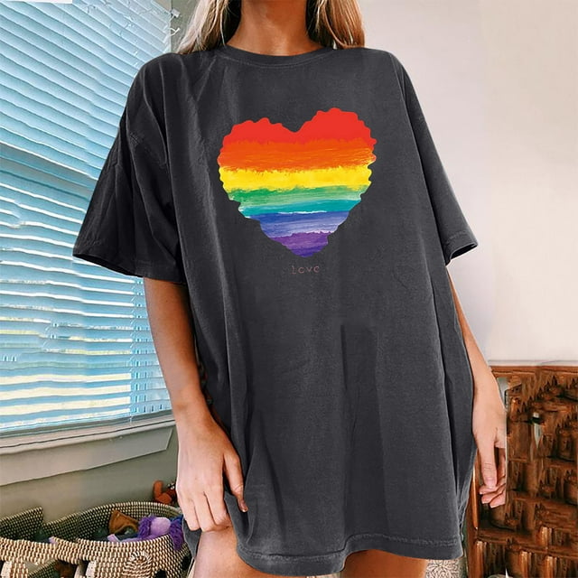 CEHVOM Blouse Vintage Soleil Arc-en-Ciel Imprimé Motif Manches Courtes Décontractée pour Femmes