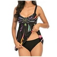 thumbnail image 1 of Aqestyerly Women Plus Size Tankini Printed Swimwear,Two Piece Swimsuit Set For Beach Holiday Or Poolside Relaxing HWRETIE, 1 of 5