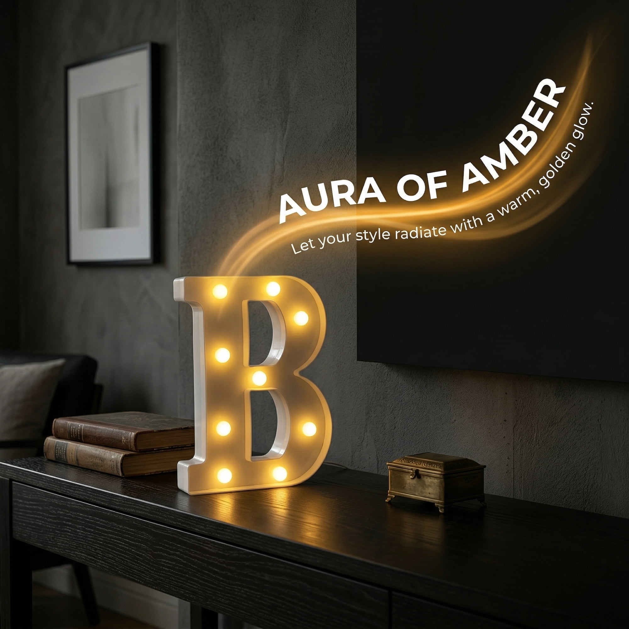 Unique Bargains Marquee Letters With Lights LED Light Up Signs Letter B 6.5"L x 1.5"W x 8.5"H