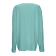 thumbnail image 4 of OSOLU Women Solid Color V-Neck Long Sleeve T-Shirt Tshirts Tee Casual Tops For Everyday Wear Leisure Dailywear, 4 of 5