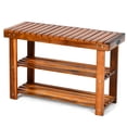 thumbnail image 5 of Banco Organizador de zapatos Costway de 3 niveles madera de acacia color teca, 5 of 5