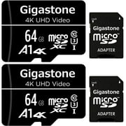 Gigastone 64GB Micro SD Card, 4K UHD Video, Surveillance Security Cam Action Camera Drone Professional, Dash Cams, 90MB/s Micro SDXC UHS-I A1 Class 10, 2 Pack (2x64GB)