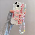 thumbnail image 3 of Funda transparente suave con cordón para teléfono con diseño de oso 3D coreano para iPhone 16, 15, 14 Pro Max, 11, 13, 12 Mini, XR, 8, 7 Plus, X, XS, SE, 3 of 5