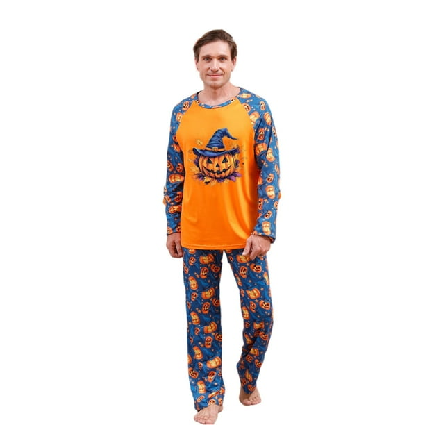 Nvse 2 Pieces Loungewear Sleepwear for Adults &boys&girls Pumpkin/Orange for 3XL