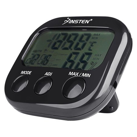 P0250 Mini Hygro Thermometer - Insten Digital LCD Black Thermometer Hygrometer Temperature Humidity Meter Gauge Clock