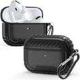 thumbnail image 1 of AirPods Pro Case, Rugged Shockproof TPU 2-Piece Cover Skin Protective Case with Keychain (Front LED Visible) for AirPods Pro 2019 (A2084, A2083) - Black, 1 of 8