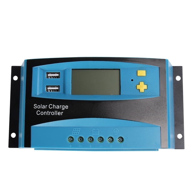 1Pc 30A PWM Solar Charge Controller Solar Panel Charging Control With Monitor for LED Smart Lighing System (Sky-Blue)