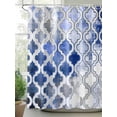 thumbnail image 2 of Fsddascl Blue Morocco Shower Curtain Set - Small 36" x 72" Washable Bathtub Curtain with 12 Hooks, Vintage Graffiti Paint Art Boho Dappled Waterproof Fabric Stall Shower Curtains for Bathroom/Bathtub, 2 of 6