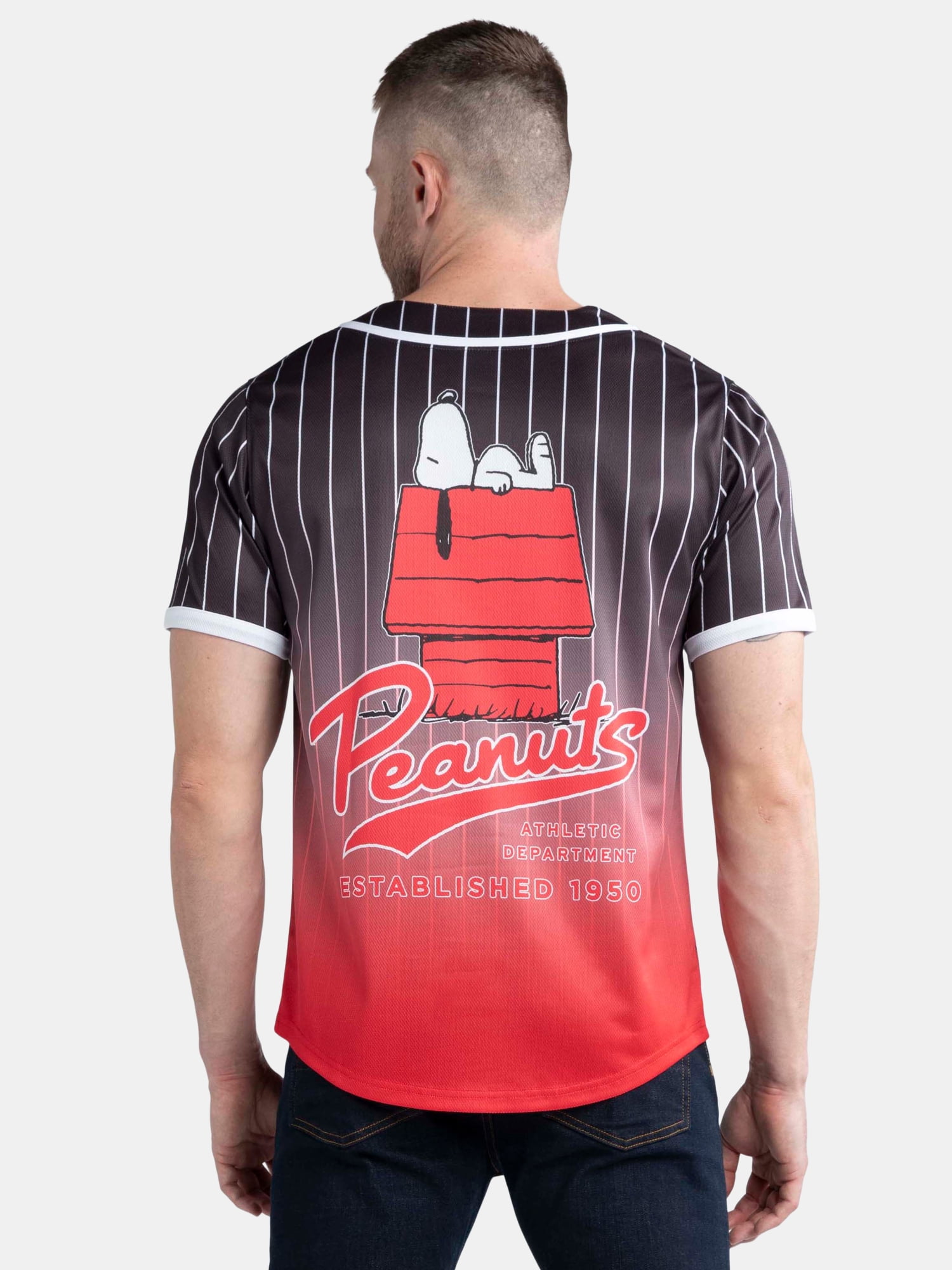 Peanuts Men's & Big Men's Snoopy Graphic Baseball Jersey, Sizes XS-3XL