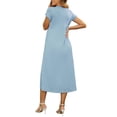 thumbnail image 3 of INSPIRE CHIC Women's Maternity Dress Maxi Short Sleeves Ruffled Pleating Pregnancy Dresses for Photoshoot Flowy Casual 2026 Summer S Blue, 3 of 6