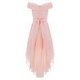 thumbnail image 2 of Haitryli Girls Off Shoulder Evening Gown High Low Hem Wedding Party Dress Formal Gown Pink 12, 2 of 7