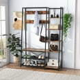 thumbnail image 2 of Topbuy Hall Tree with Storage Bench 5-in-1 Freestanding Coat Rack w/ 9 Hooks 5 Side Shelves 2 Mesh Shoe shelves, 2 of 10