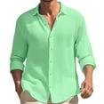 thumbnail image 2 of HUANBAI Men's Shirt Autumn Men's Long Sleeve Shirt Solid Color Lapel Casual Holiday Shirt, 2 of 6