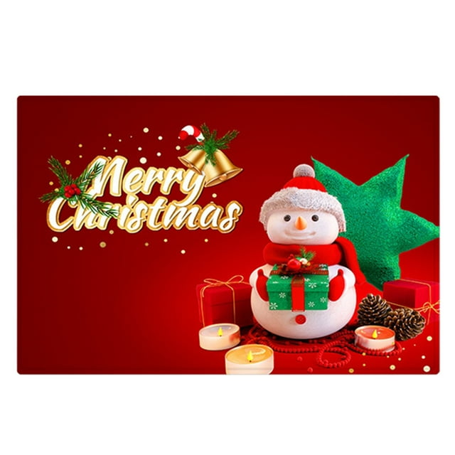 Wangscanis Home Christmas Floor Mat, Snowman/Santa Printed Square Carpet