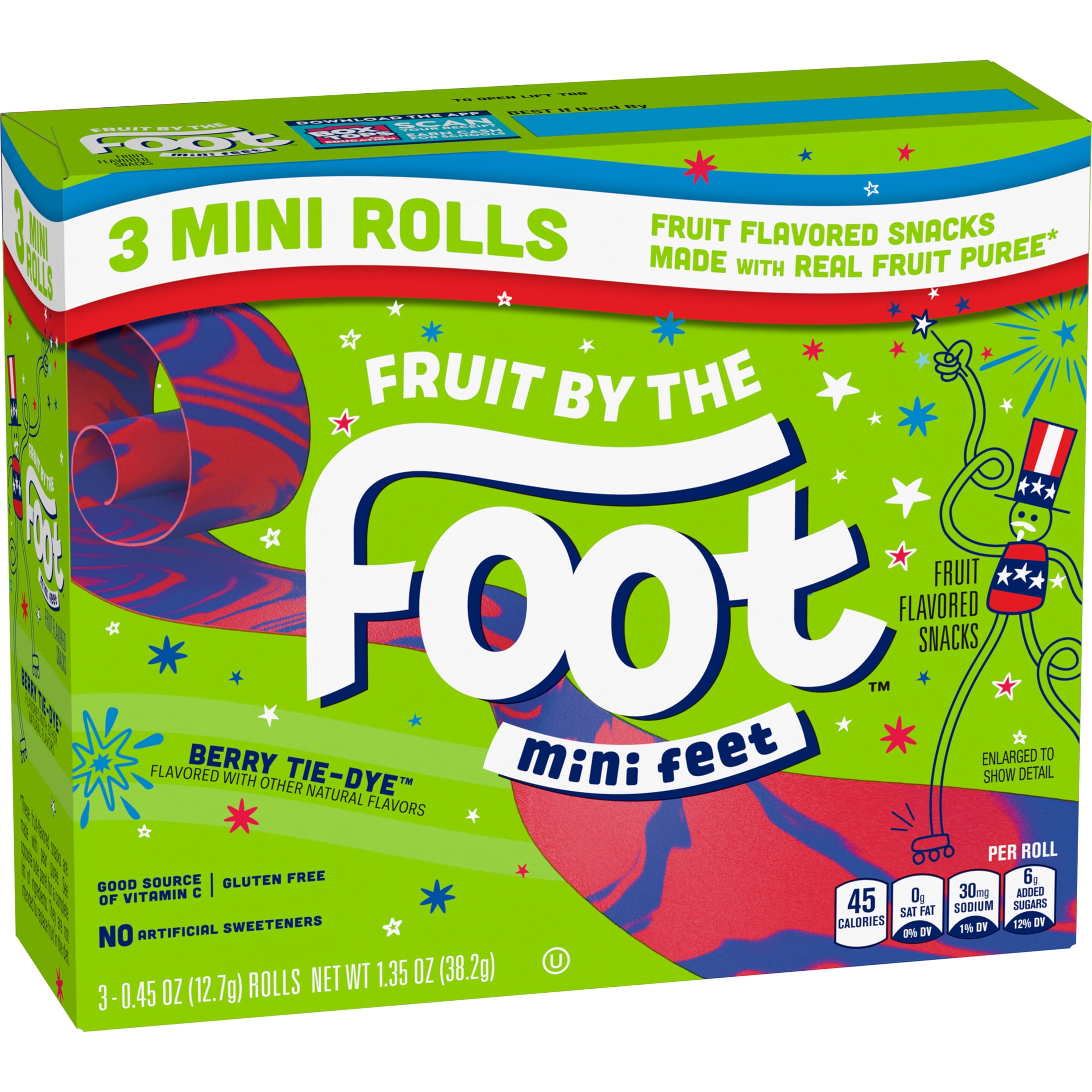 (12 pack) Fruit by the Foot Berry Tie Dye Mini Snacks 3 Count