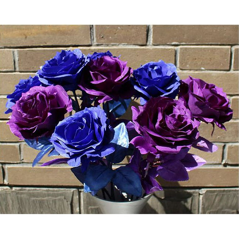 Simhoa DIY Simulation Rose Flower Bouquet 18 Pieces Rose Artificial Flowers  Unfinished Material Kits, Blue
