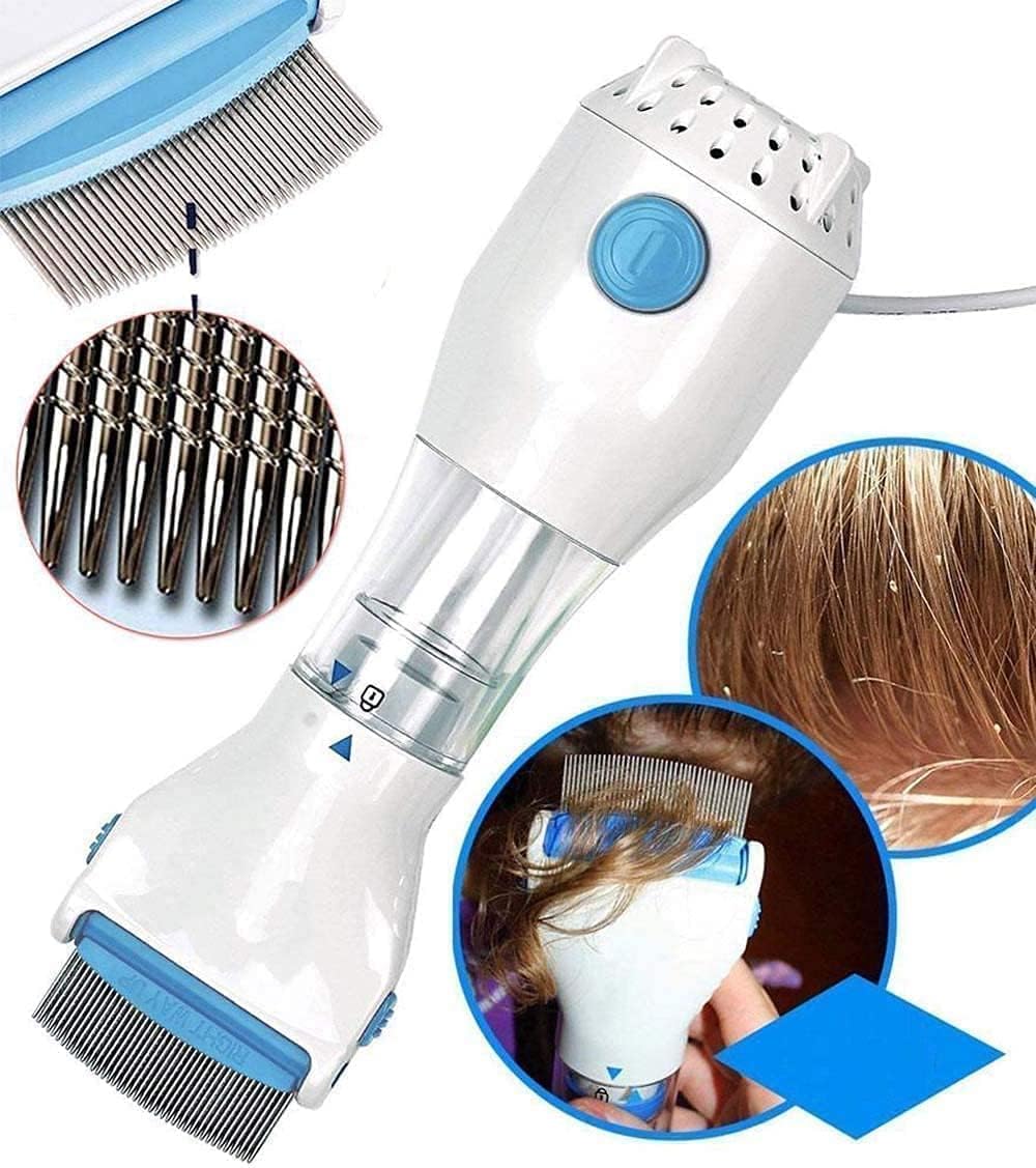 YHRY Electrical Head Lice Comb, Lice Removal Treatment Lice Combs, Remover Hair Vacuums Machine for Lice Removed, Head Lice Capture, Removes Lice and Eggs (White)