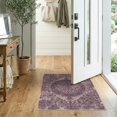 thumbnail image 2 of ODIKA 2'x3' Washable Throw Rug Non-Slip, Low Profile, Flatwoven, Easy Care Purple Vintage Plum Distressed Centerpiece Featuring Intricate Swirled for Hallway, Study Room, 2 of 7