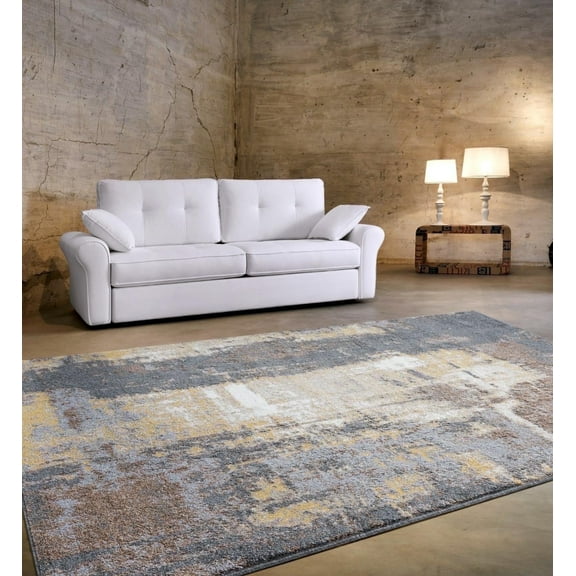 Luxe Weavers Abstract Gray Gold Size 8x10 Area Rug Contemporary Carpet