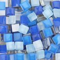 thumbnail image 4 of 100 g de piezas de mosaico mixtas de colores surtidos, mosaicos de vidrio con purpurina cuadrados para manualidades de bricolaje, suministros de arte azul, morado y verde, 4 of 4