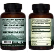 Natural Rhythm Triple Calm Magnesium Supplements for Sleep and Stress Relief, 120 Capsules