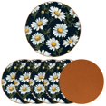 thumbnail image 2 of Daisy 6PCS Microfiber Leather Round Coasters Set, 11x11 cm/4.3x4.3 in - Drink Coasters for Table, Stylish and Absorbent Cork Backing, Easy to Clean and Durable Mats for Home, 2 of 6