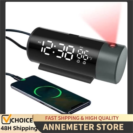 Smart LED Projection Alarm Clock with 180 ° Ceiling Display, 4 Adjustable Brightness Levels