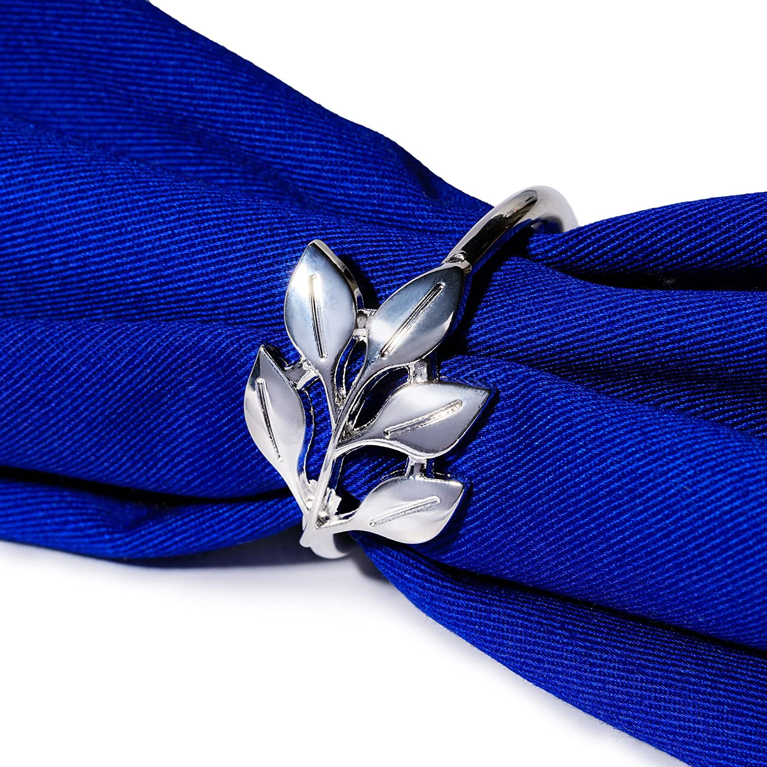 Silver Leaf Napkin Rings Set Home Decor for Cloth Napkins Stylish
