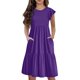 thumbnail image 3 of Teen Girls Dresses Casual Summer Midi Dress with Pockets Short Sleeve Loose Fit Flowy Sundress for Beach Party ,Sie:90, 3 of 9