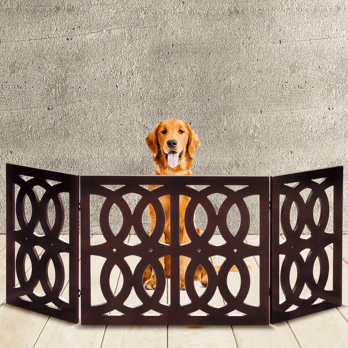 Doorways Barrier for Stairs Bundaloo Freestanding Dog Gate Expandable Decorative Wooden Fence for Small to Medium Pet Dogs & Hallways 