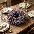 thumbnail image 6 of JeashCHAT Artificial Lavender Wreath, 13.78 Inch Faux Purple Lavender Flower Wreath for Spring Summer Front Door Porch Wall Indoor Outdoor Decor, 6 of 8