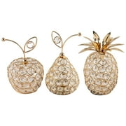 Silver Centerpiece Table Decorations, Modern Crystal Craft Pieces Set, Includes Pineapple Pear Apple, Holiday and Xmas Table Decor, Perfect for Festive Celebrations