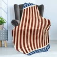thumbnail image 4 of 4th of July Soft Flannel Fleece Throw Blanket, Abstract Diagonal Stripes with Stars Old Glory Themed Illustration, Cozy Plush for Indoor and Outdoor Use, 70" x 90", Beige Navy Blue Ruby, by Ambesonne, 4 of 5