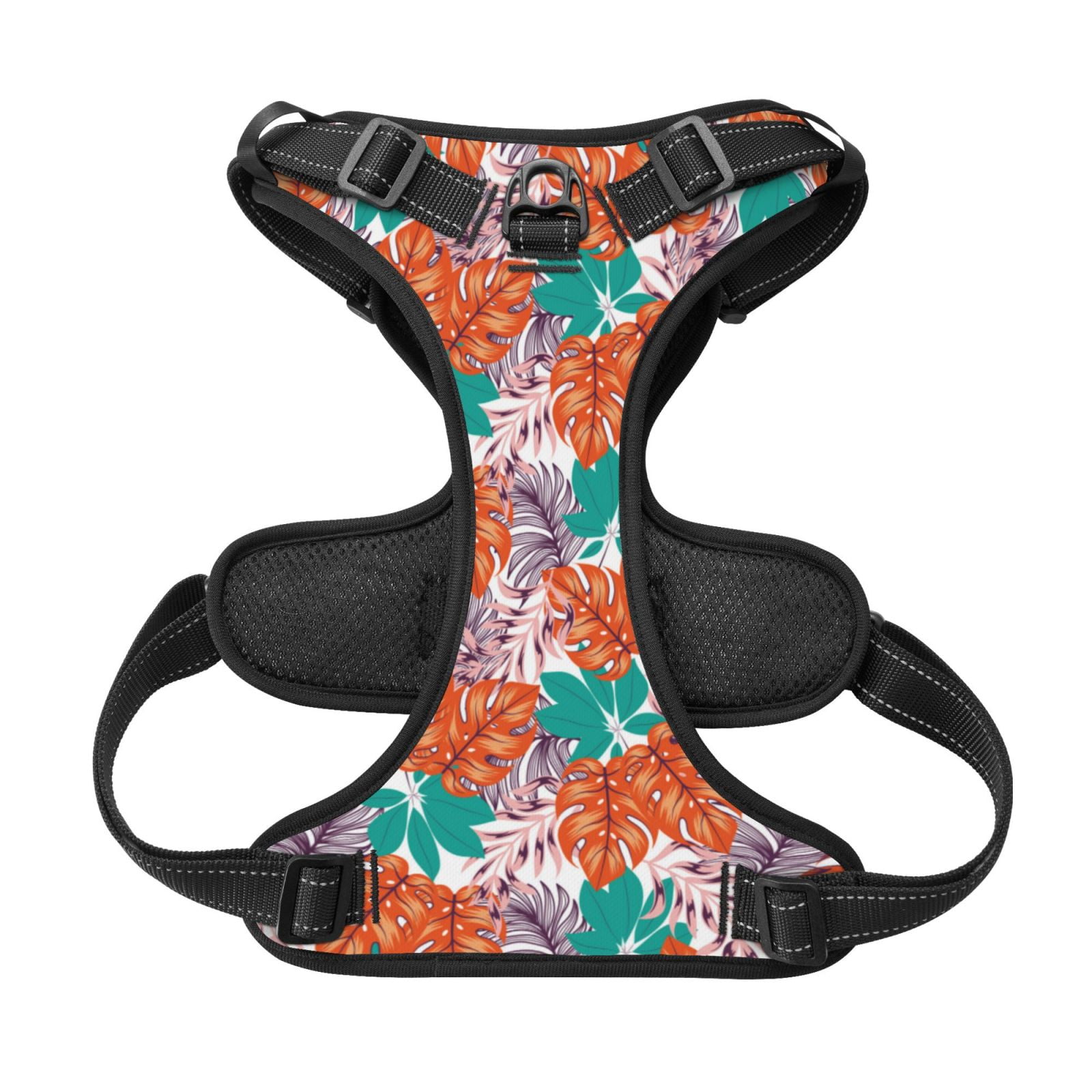 Kdxio Hawaiian Style Print No Pull Dog Harness Adjustable Reflective Oxford Easy Control Medium Large Dog Harness for Training and Everyday-Small