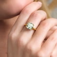 thumbnail image 4 of Gem Stone King 18K Yellow Gold Plated Silver Green Prasiolite Double Prong Ring for Women (3.75 Cttw, Cushion Checkerboard 10MM, Gemstone Birthstone, Available in Size 5, 6, 7, 8, 9), 4 of 6