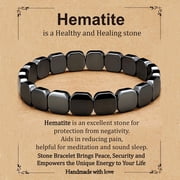 APSVO Natural Healing Crystal Bracelets for Men Energy Hematite Stone Inspirational Bracelet Birthday Graduation Fathers Day Jewelry Gifts Teen Him Dad Adults Age Ideas