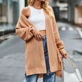 thumbnail image 2 of AherBiu Cardigan Sweaters for Women Ribble Knitted Mid-Long Split Fall Winter Women's Clothes, 2 of 6