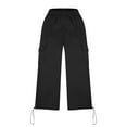thumbnail image 6 of Boys Childrens Cargo Sweatpants Trendy Elastic Waist Casual Sports Pants Solid Color Lightweight Jogger Trousers with Pockets Black 13 Years, 6 of 7